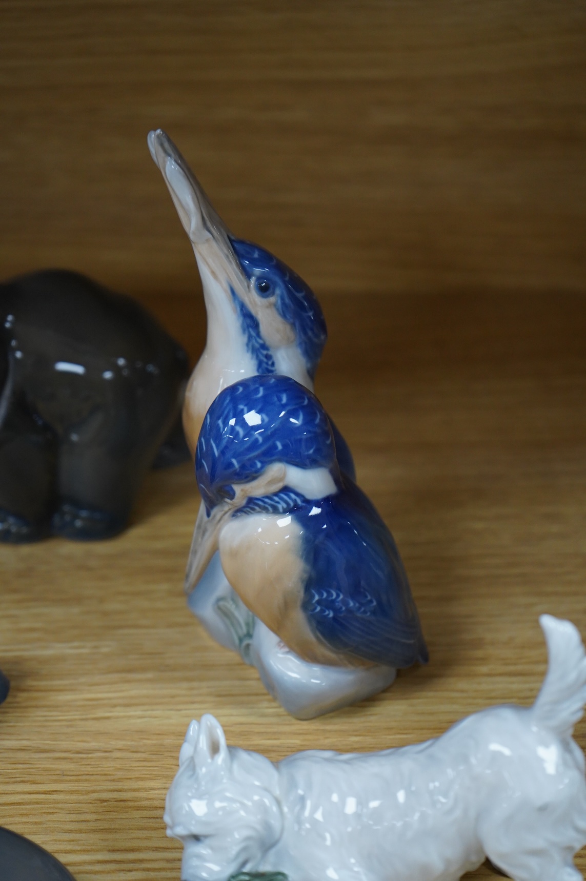 A group of seven Royal Copenhagen animals, tallest 18cm